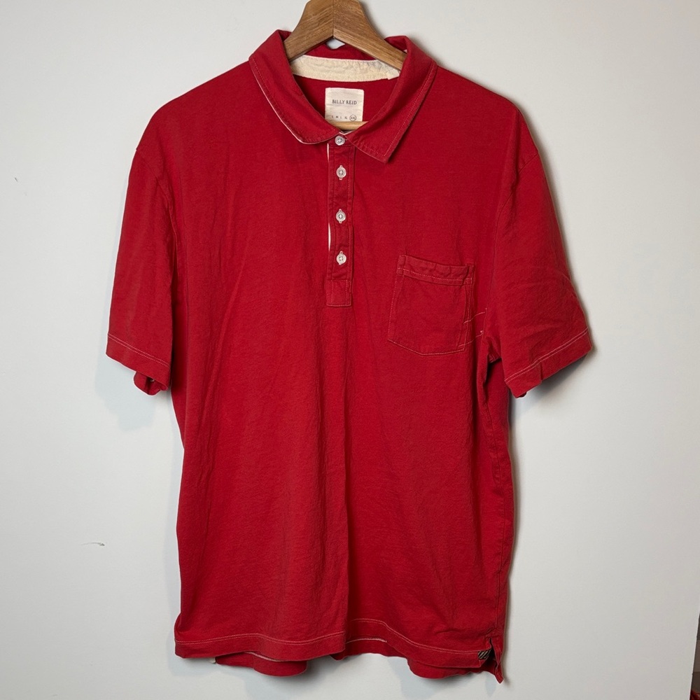 Billy Reid XXL red polo Shirt Men short sleeve cotton *flaw